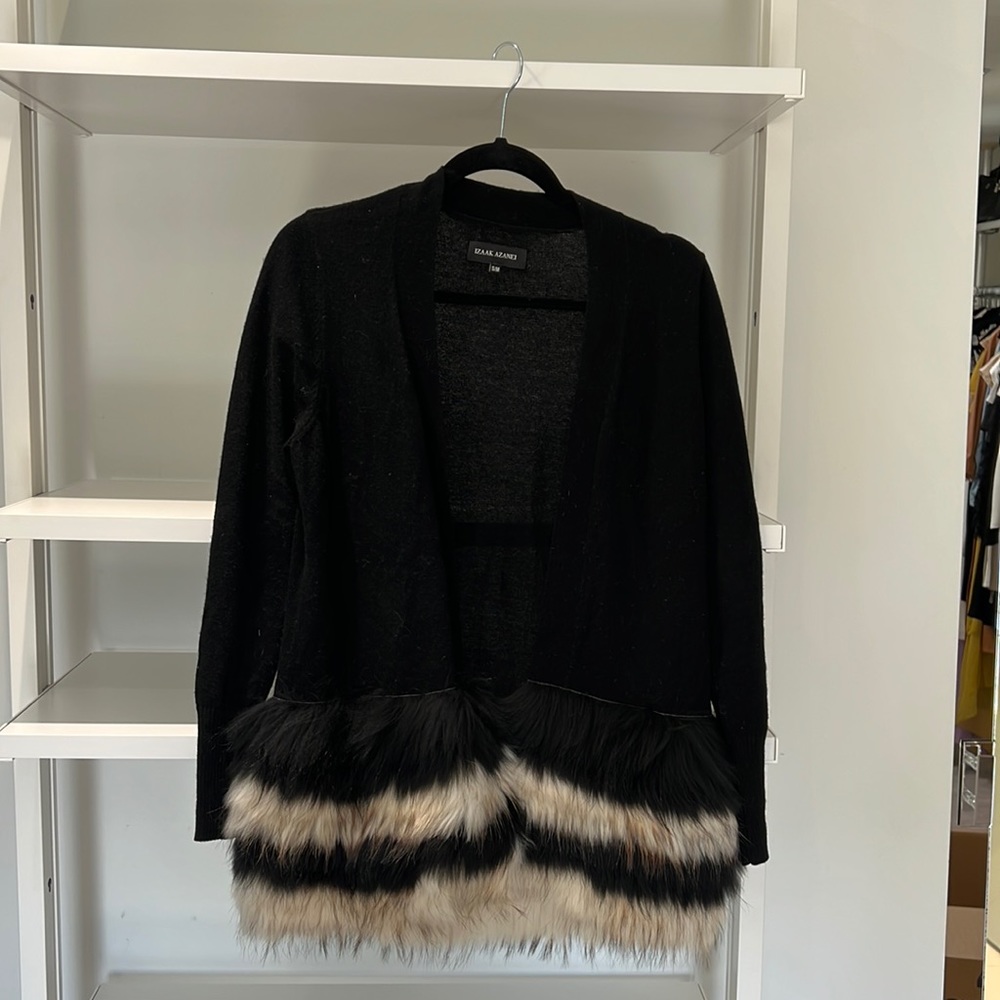Izaak Azanei Raccoon fur cardigan
